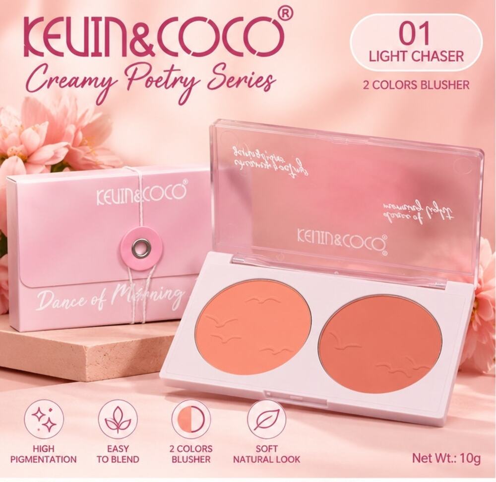 KEVIN&COCO 2 Color Blush Palette 01 Light Chaser – Creamy Poetry Series 10g